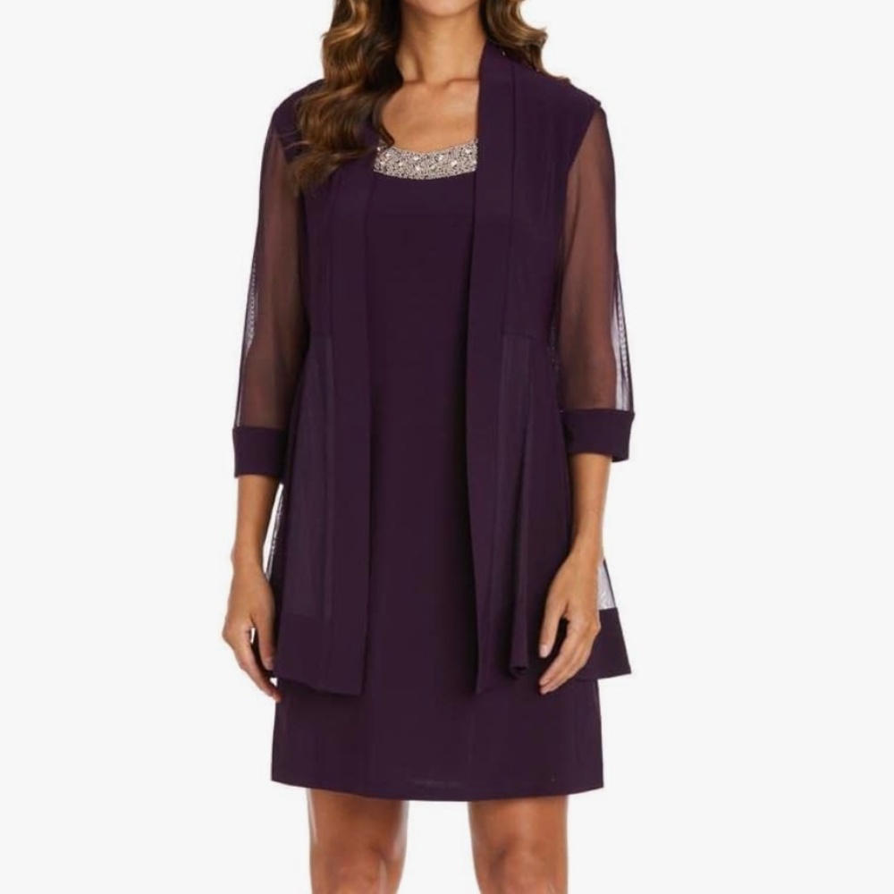 Dress and Jacket set by R & M Richards  -  Size 12 - Plum